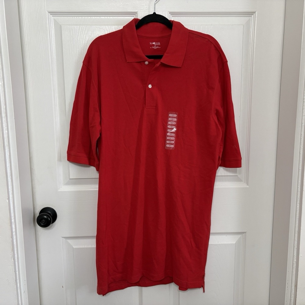 Sun River Clothing Red Short Sleeve Polo Shirt Mens Large Tall LT Vibrant NWOT